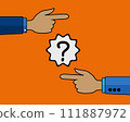 Two Hands Pointing In Different Directions. 111887972