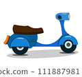 Blue Vintage Cartoon Scooter. 111887981