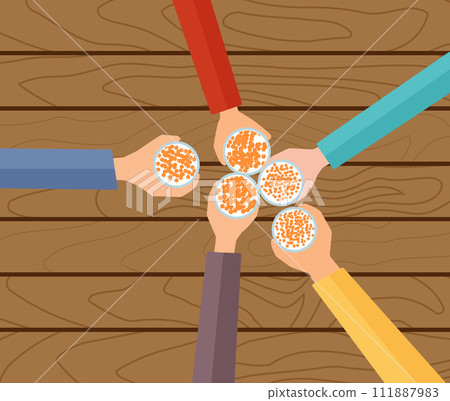 Five Hands Holding Beers Making A Toast Five Hands Holding Beers Making A Toast 111887983