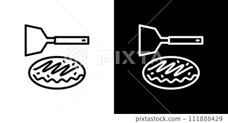 Editable Osaka specialty okonomiyaki line icon 111888429