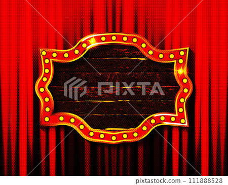 Vintage gold sign with light bulbs Vintage gold sign with light bulbs 111888528
