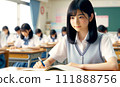 Girl studying in the classroom Female student in a sailor suit studying 111888756