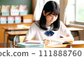 Girl studying in the classroom Female student in a sailor suit studying 111888760