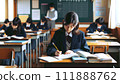 Girl studying in the classroom Female student in a sailor suit studying 111888762