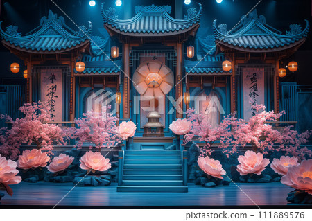 Empty stage decoration in oriental style 111889576
