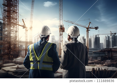 AI-generated content. Architect and engineer at construction site 111889836