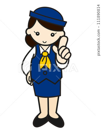 Bus guide with pointing pose 111890814
