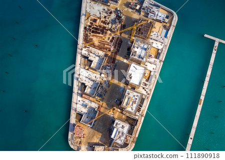 Top view of marina construction site, Ayia Napa, Cyprus 111890918