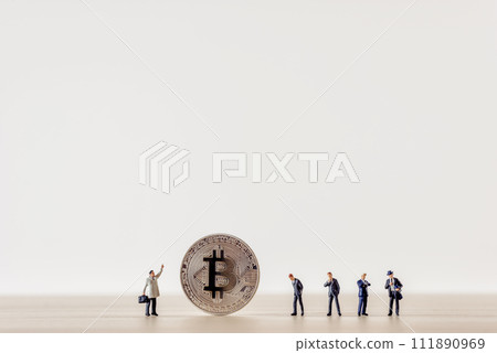 Business team with bitcoinwith some copyspace. Business concept Business team with bitcoinwith some copyspace. Business concept 111890969