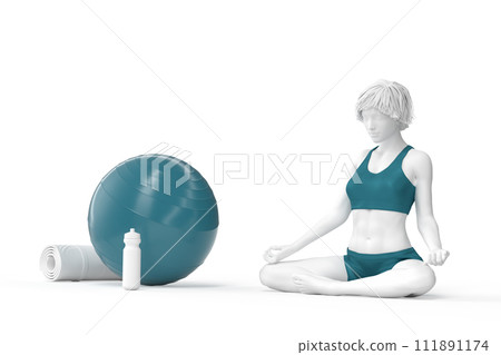 Woman sitting in lotus pose. 3D illustration 111891174