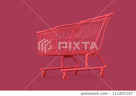 Minimalistic illustration of shopping cart on purple background 111891187