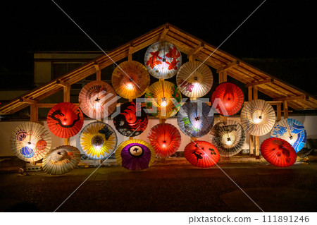 A collaboration of bamboo lanterns and Japanese umbrella lights Yamaga Toro Roman 2024 111891246