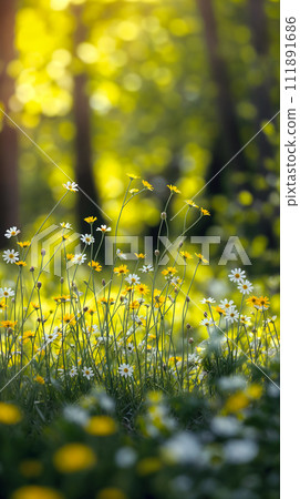 AI-generated content. Dazzling Field of Wildflowers and Daisies in Sunlight 111891686