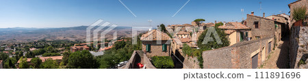 Panoramic view on the surrounding landscape of Volterra in the Tuscany 111891696