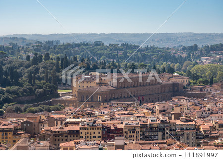 Aerial view of the Palazzo Pitti in FLorence Aerial view of the Palazzo Pitti in FLorence 111891997