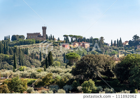 Idyllic landscape and houses near the Boboli gardens in Florence Idyllic landscape and houses near the Boboli gardens in Florence 111892062