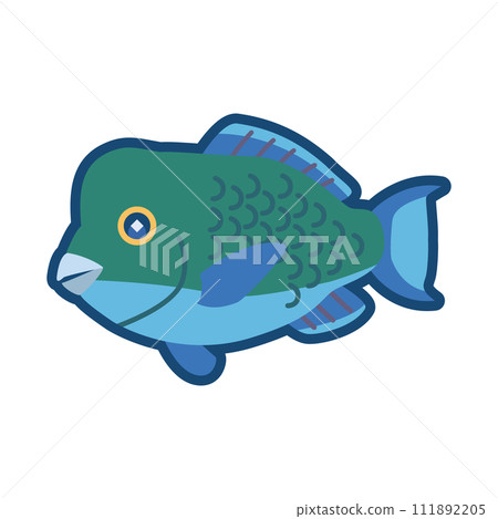 可愛的鸚嘴魚的插圖 可愛的鸚嘴魚的插圖 111892205