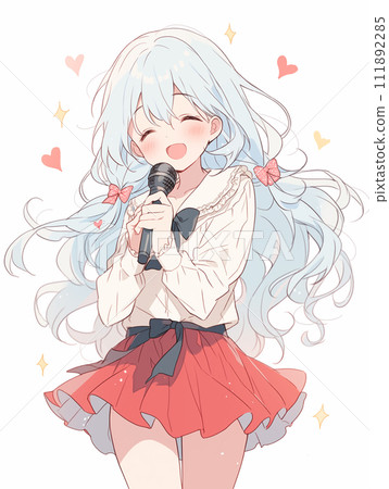 女孩開心地唱歌/AI生成 111892285