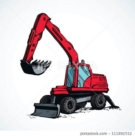 Excavator drawing isolated on white background 111892552