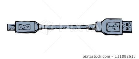 Cord for charging the phone. Vector drawing 111892613