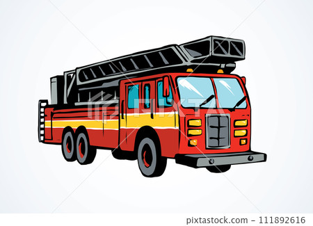 Fire truck. Vector drawing Fire truck. Vector drawing 111892616
