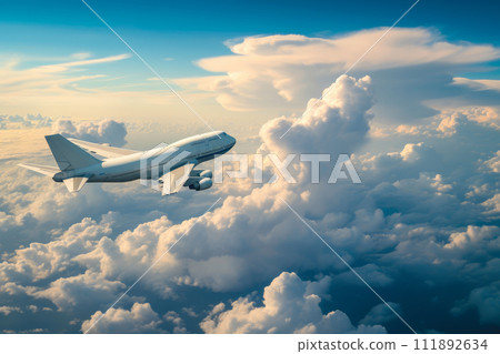 Spectacular Airborne Vista with Jumbo Jet 111892634