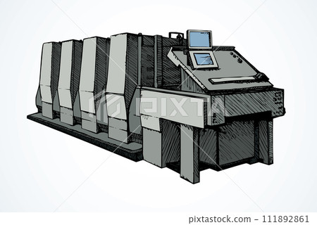 Modern printing press.Vector sketch 111892861