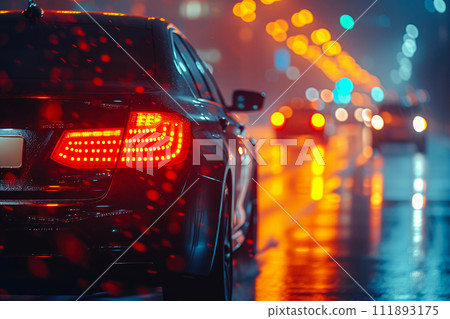 Nocturnal Cityscape: Rearview Road Romance Nocturnal Cityscape: Rearview Road Romance 111893175