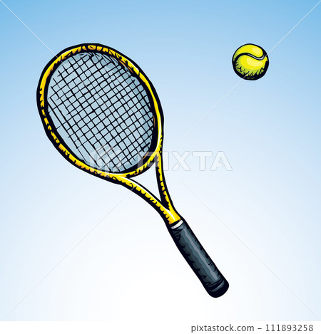 Tennis racket and ball. Vector drawing 111893258