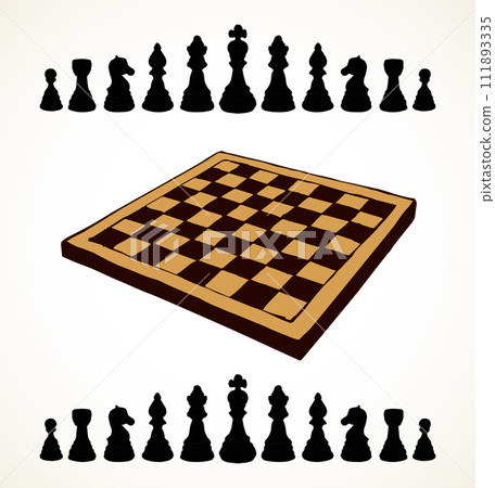 Chess figures. Vector pen drawing Chess figures. Vector pen drawing 111893335