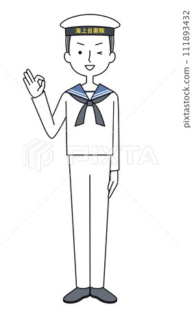 Okay sign Maritime Self-Defense Force (summer uniform/sailor) illustration 111893432