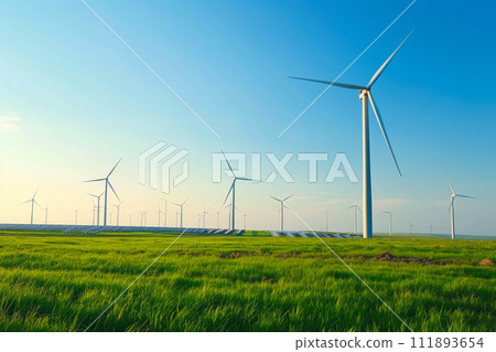 Renewable Energy Landscape: Turbines and Solar Panels in Harmony 111893654
