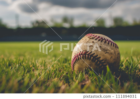 Sunny Day Kickabout: Soccer Ball on Turf 111894031