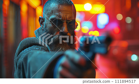 Armed Authority: Bearded Man in Trenchcoat Armed Authority: Bearded Man in Trenchcoat 111894517