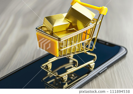 E-Commerce Euphoria: Boxes Dance on the Golden Glow E-Commerce Euphoria: Boxes Dance on the Golden Glow 111894538