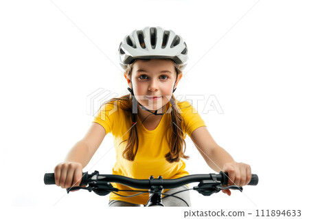Cycling Enthusiast on White Background Cycling Enthusiast on White Background 111894633