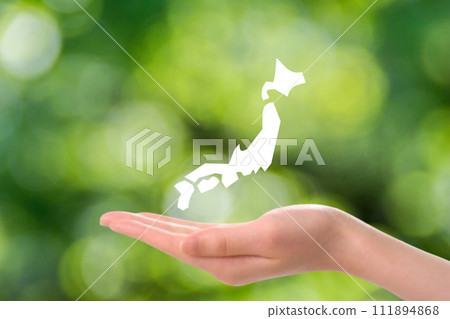 日本地圖與手的形象 111894868