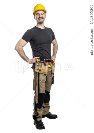Smiling construction worker ready for the job Smiling construction worker ready for the job 111895802