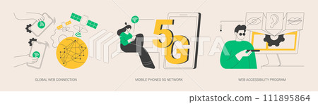 Global network communication abstract concept vector illustrations. Global network communication abstract concept vector illustrations. 111895864