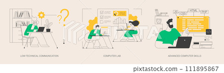 Computer skills requirement abstract concept vector illustrations. Computer skills requirement abstract concept vector illustrations. 111895867