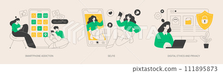 Digital behaviour abstract concept vector illustrations. 111895873