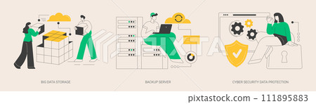 Data backup software abstract concept vector illustrations. 111895883