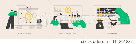 Digital money turnover abstract concept vector illustrations. Digital money turnover abstract concept vector illustrations. 111895885