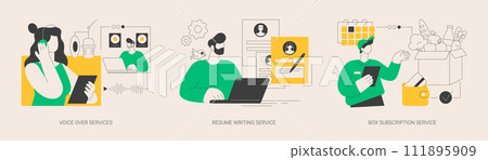 Online based jobs abstract concept vector illustrations. 111895909