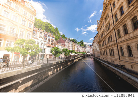 Karlovy Vary, view from river Tepla. Czech Republic 111895941