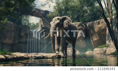 Zoo elephant (Generative AI) 111896343