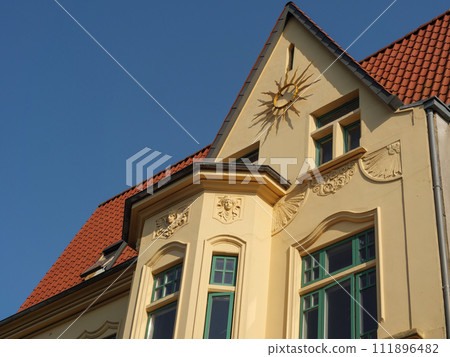 Husum city at the north sea in germany 111896482