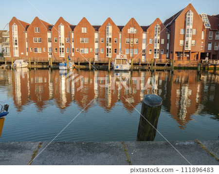 Husum city at the north sea in germany 111896483