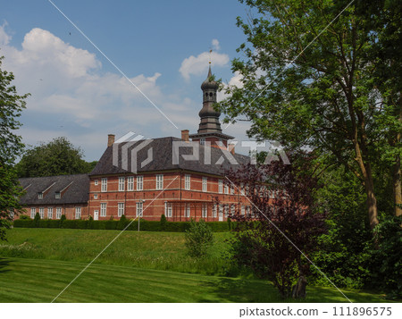 Husum city at the north sea in germany 111896575