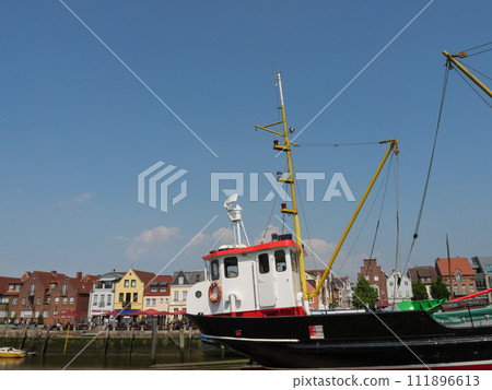 Husum city at the north sea in germany 111896613